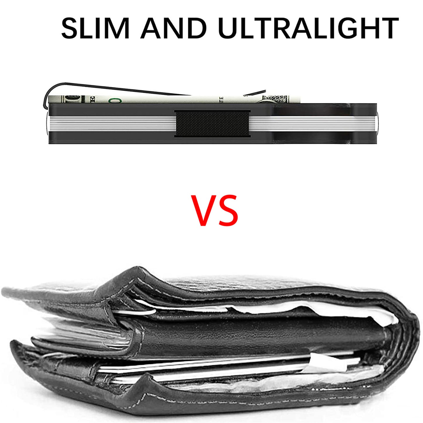 Minimalist Slim Money Clip Carbon Fiber RFID Blocking Card Holder Metal Wallet
