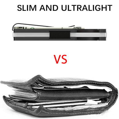 Minimalist Slim Money Clip Carbon Fiber RFID Blocking Card Holder Metal Wallet