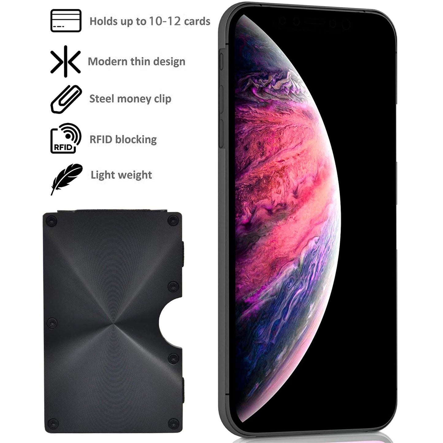 Minimalist Slim Money Clip Carbon Fiber RFID Blocking Card Holder Metal Wallet