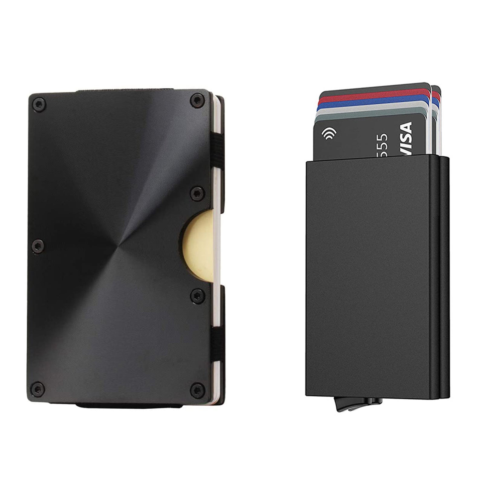 Minimalist Slim Money Clip Carbon Fiber RFID Blocking Card Holder Metal Wallet