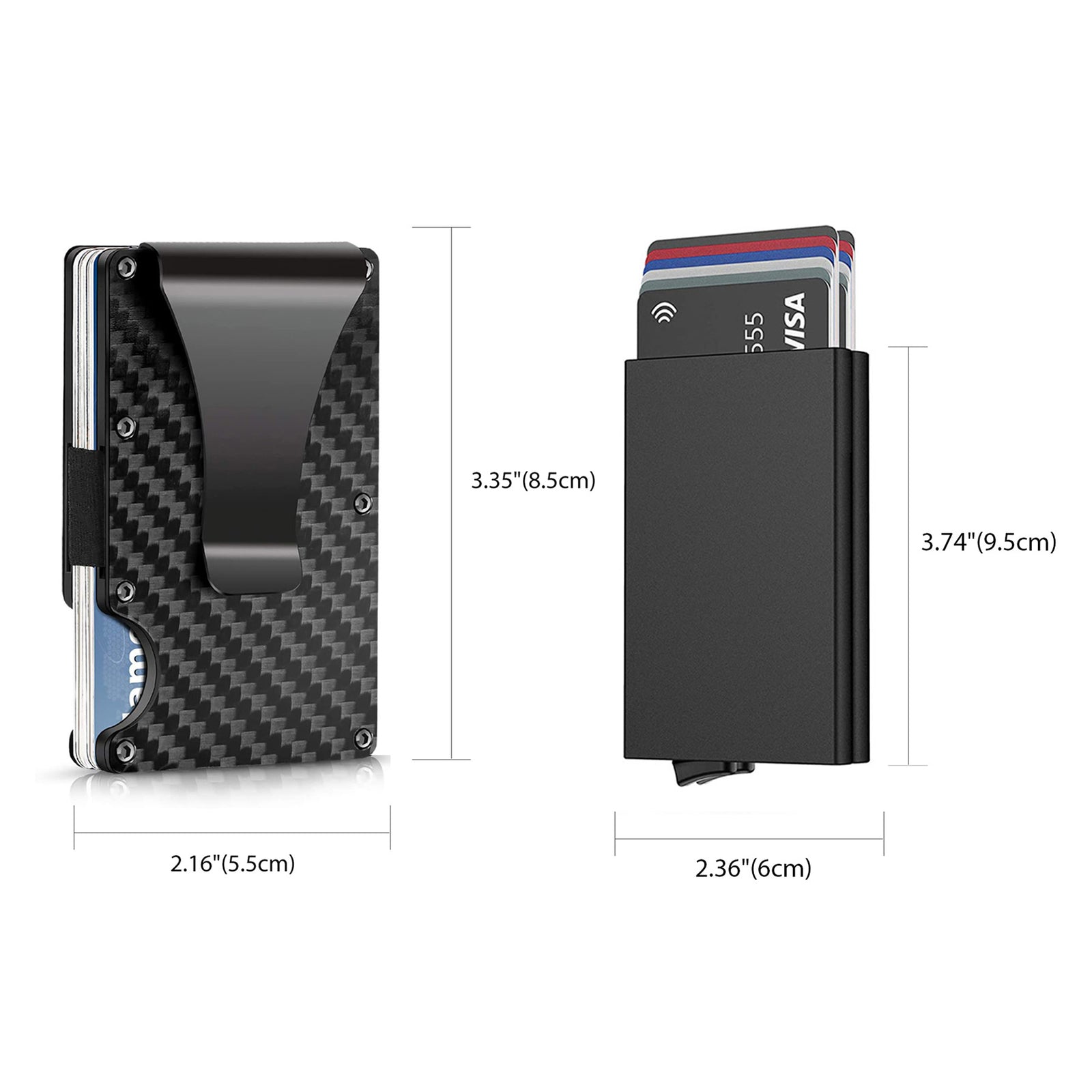 Minimalist Slim Money Clip Carbon Fiber RFID Blocking Card Holder Metal Wallet