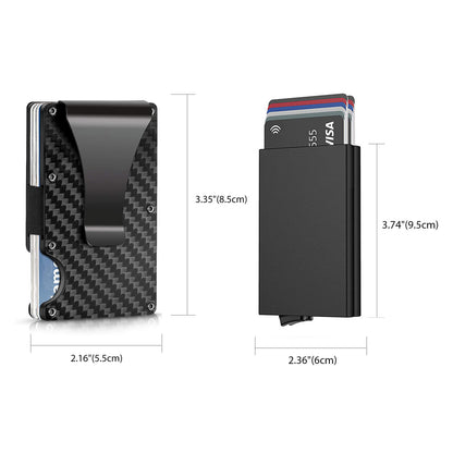 Minimalist Slim Money Clip Carbon Fiber RFID Blocking Card Holder Metal Wallet