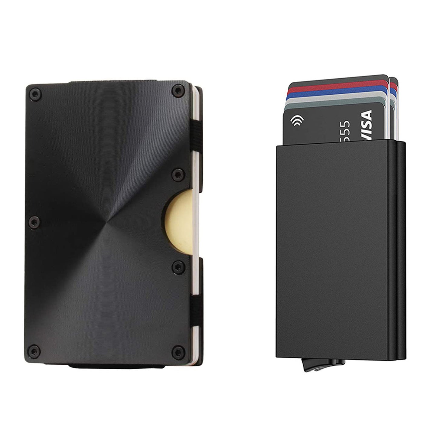 Minimalist Slim Money Clip Carbon Fiber RFID Blocking Card Holder Metal Wallet